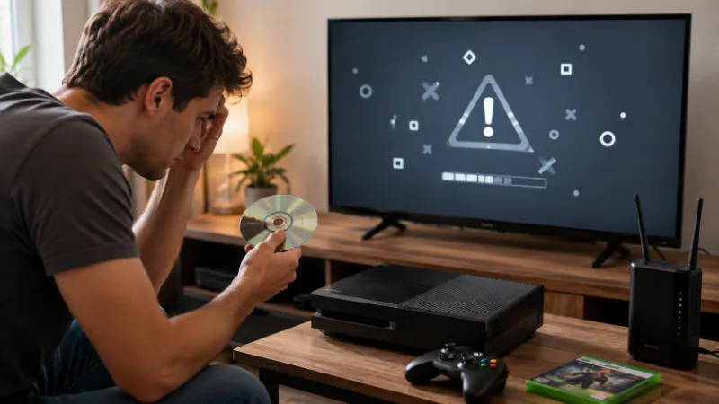 Gamer troubleshooting an Xbox 360 game that will not work on Xbox One
